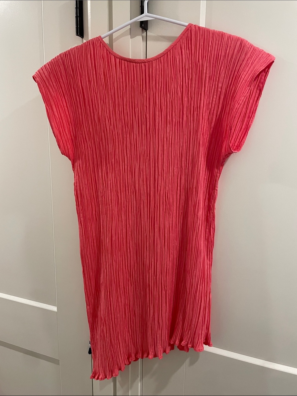 Vintage Rhondi Coral Pink Pleated Asymmetrical Dress